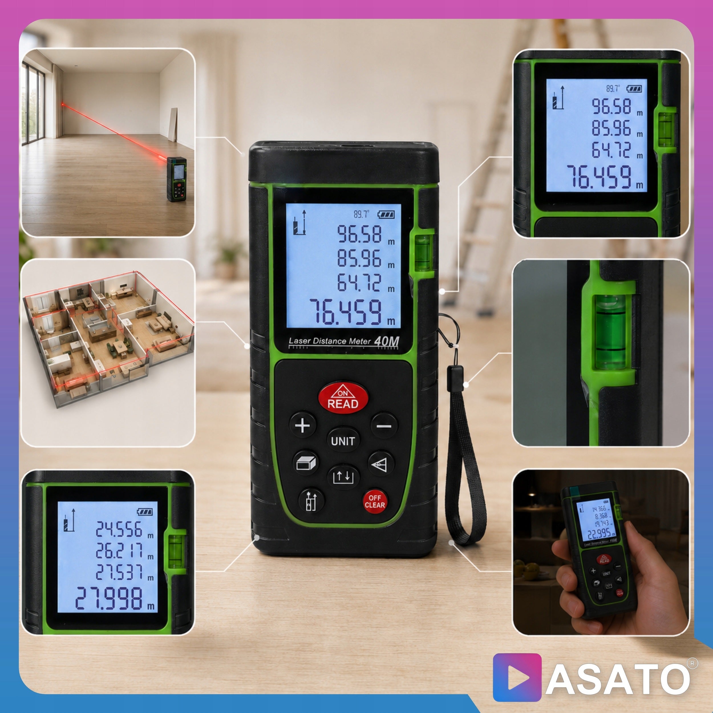Rangefinder Laser Surface Distance Meter Digital 40m Level Packaging status original