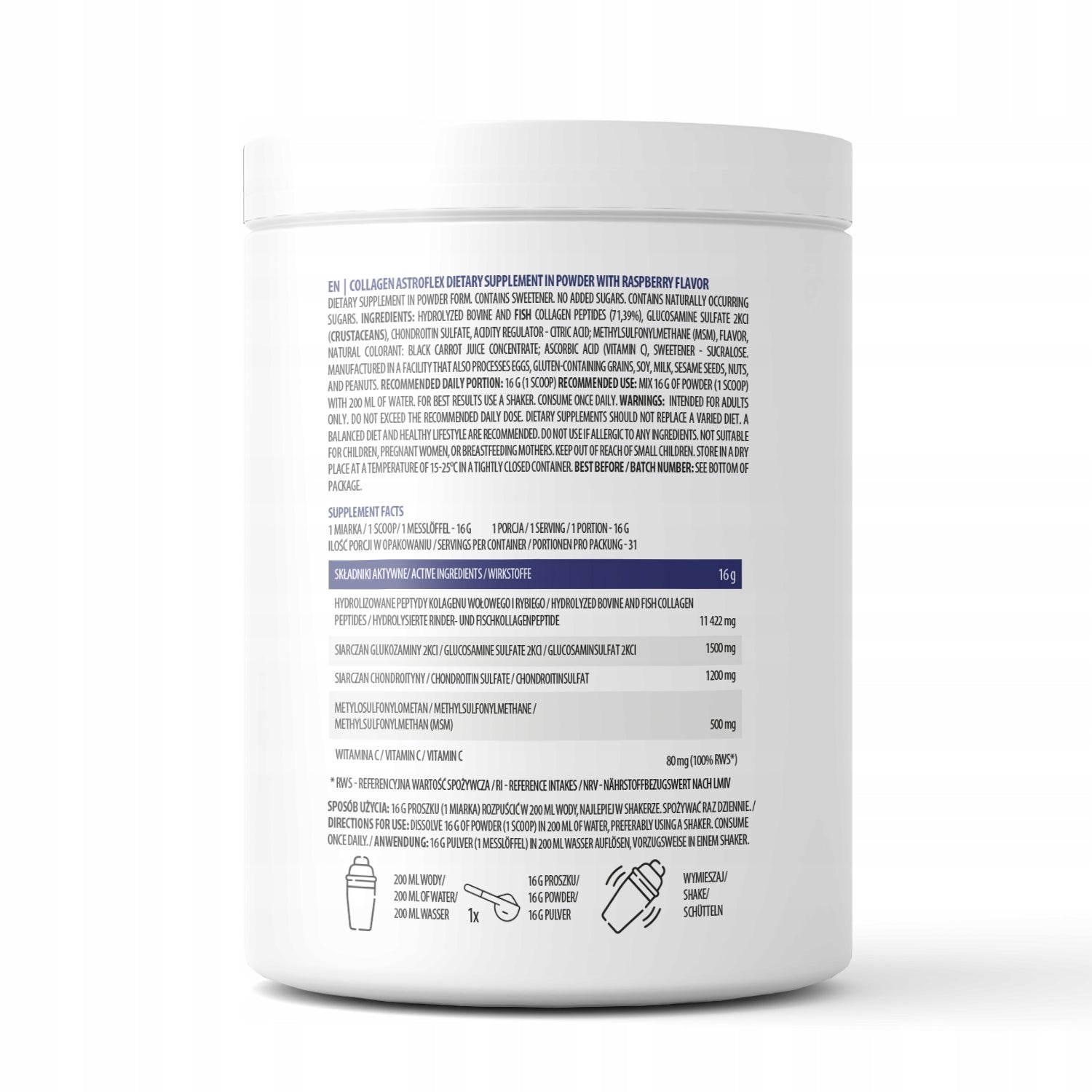 Raspberry Collagen Powder for joints Fish Beef nutrispace Astroflex 500g Brand nutrispace