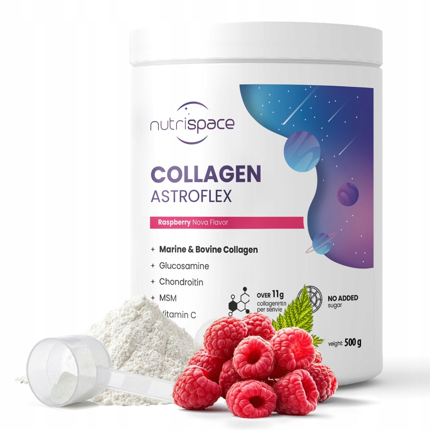 Raspberry Collagen Powder for joints Fish Beef nutrispace Astroflex 500g