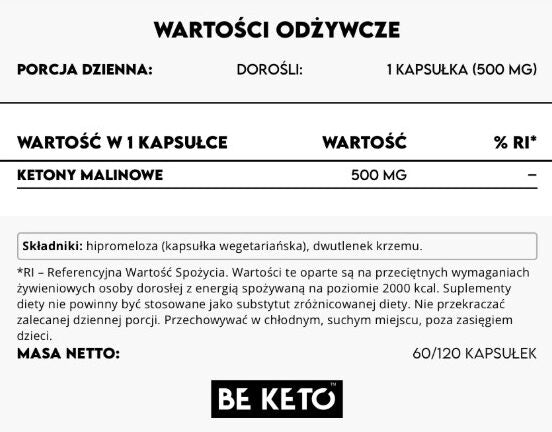 Raspberry Ketones Supporting Metabolism Fat Burning BEKETO 60 kaps. Name other