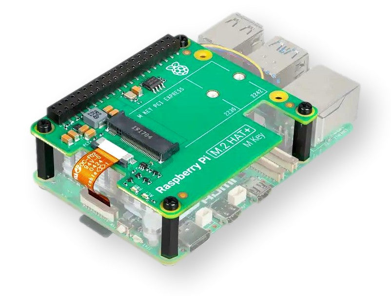 Raspberry Pi M.2 HAT+ for Raspberry Pi 5 NVMe PCIe M Key 2230 2242