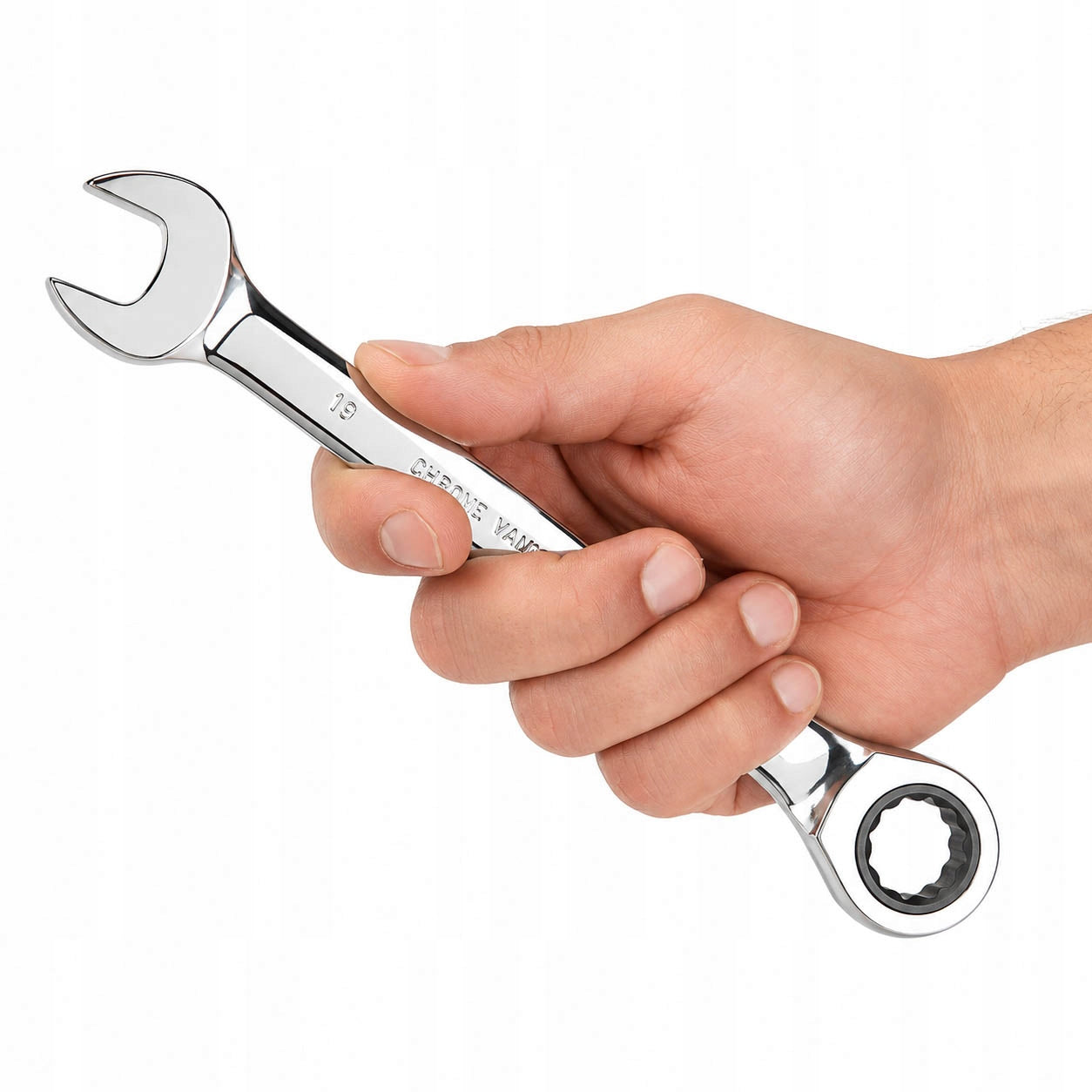 Ratcheting flat-eye wrenches 12 elements 8 to 19 mm Brand Silver
