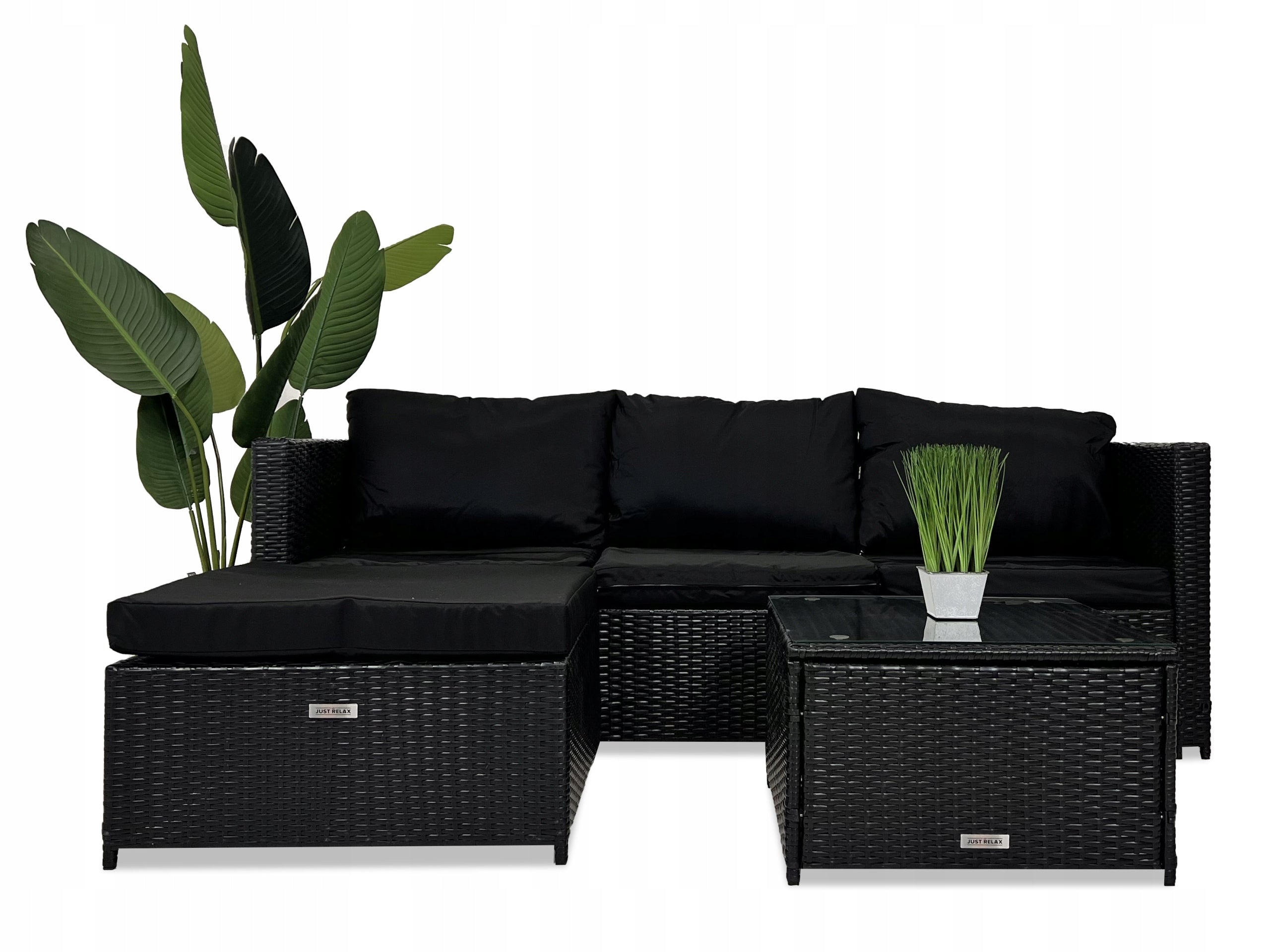 Rattan Garden Furniture Set CORNER UNIVERSAL GRAPHITE BLACK Color black