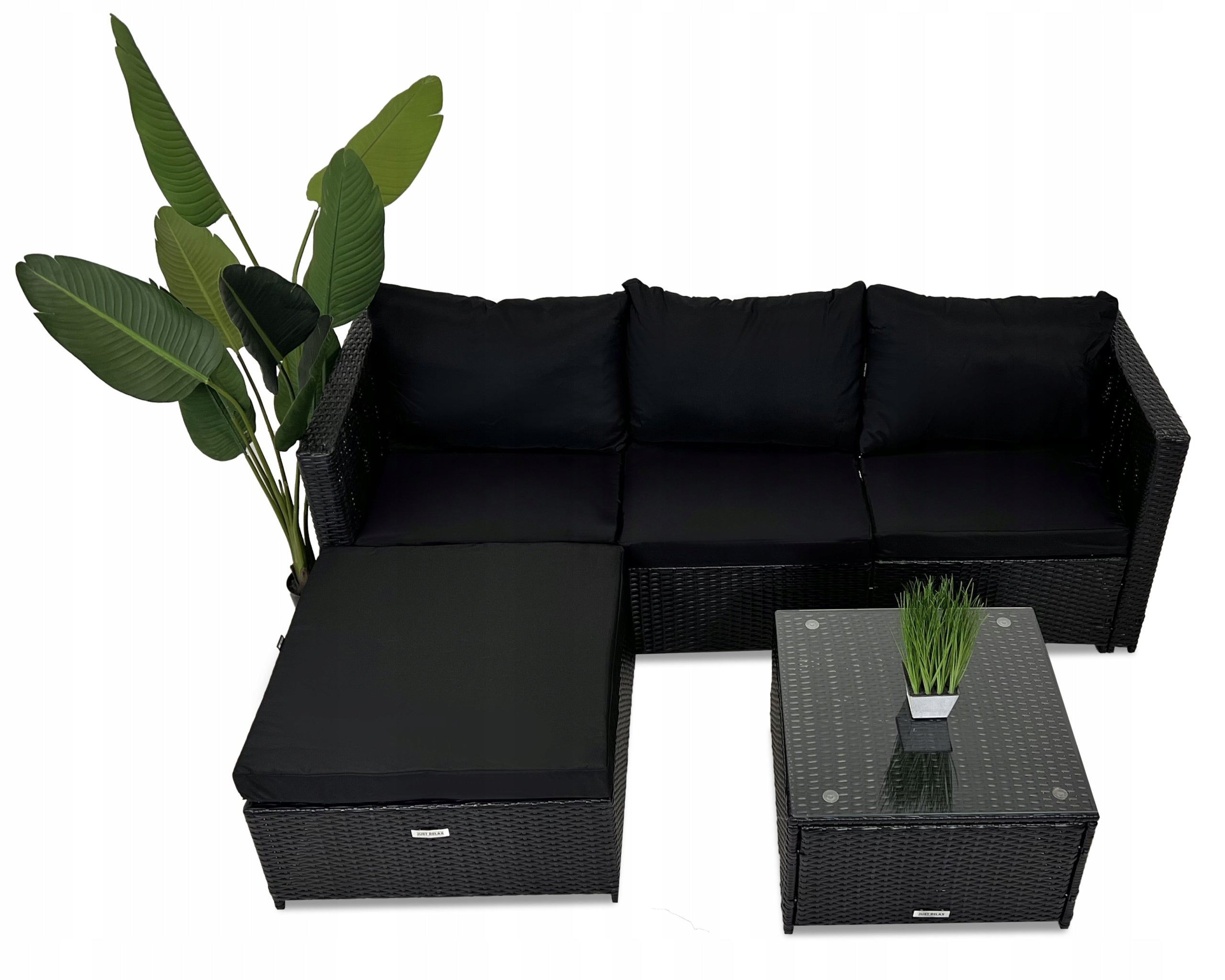 Rattan Garden Furniture Set CORNER UNIVERSAL GRAPHITE BLACK Manufacturer Just Relax