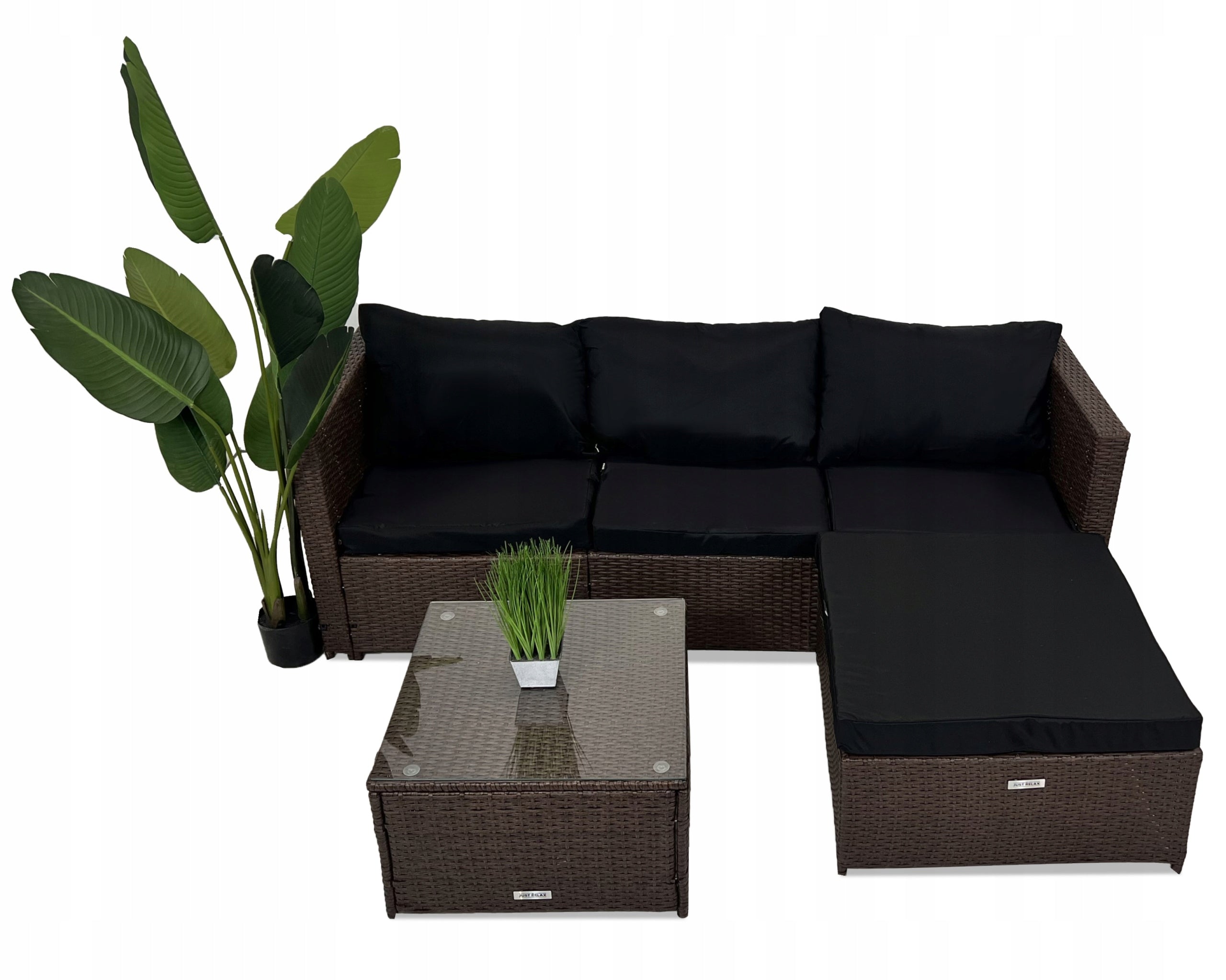 Rattan Garden Furniture Set SOFA CORNER Left/Right BROWN Line Lounge 3