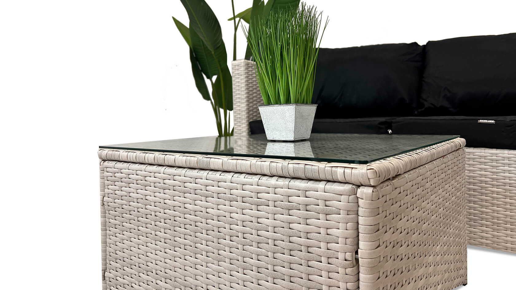 Rattan Garden Furniture Set SOFA CORNER UNIVERSAL Left/Right WHITE Number of people 3