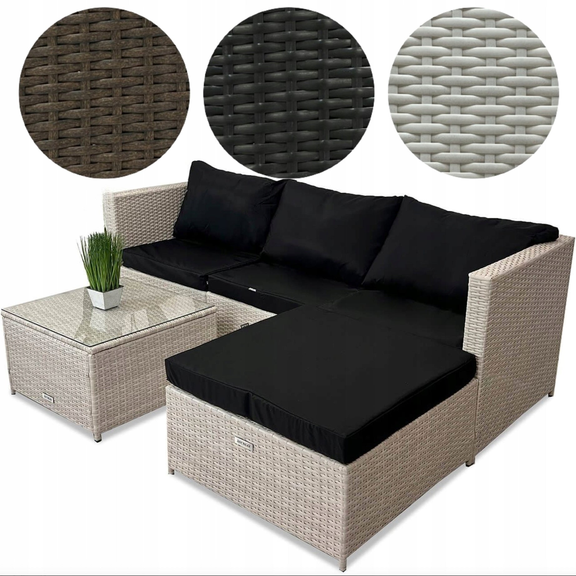 Rattan Garden Furniture Set SOFA CORNER UNIVERSAL Left/Right WHITE