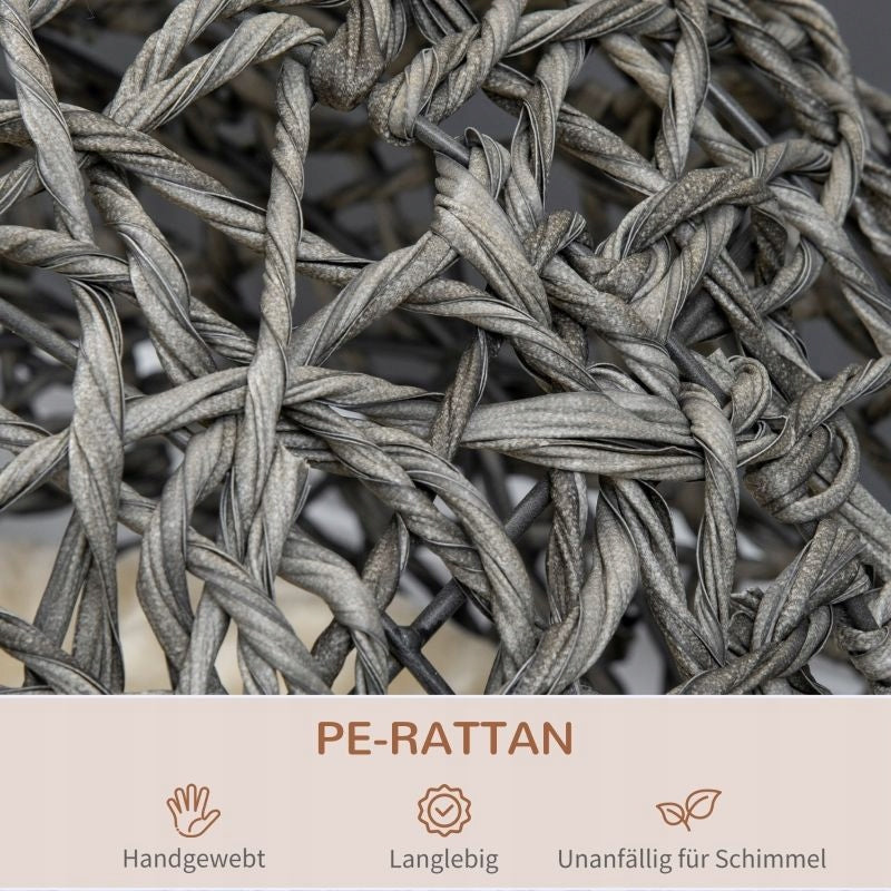 Rattan cat booth, with pillow, raised, grey, Ø52×58 cm Product weight with unit packaging 5.2 kg