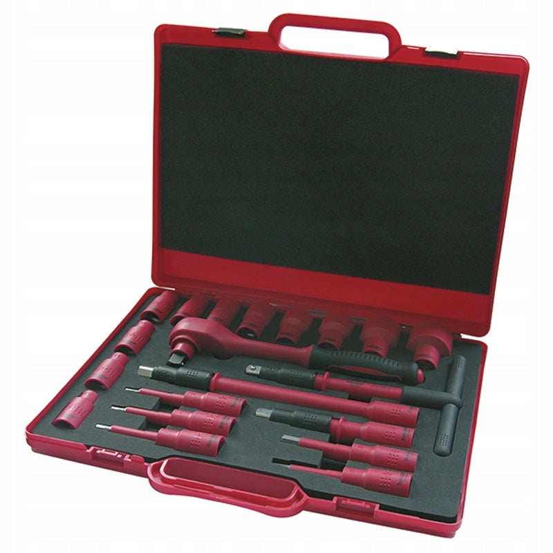 Rattle Imbus Socket Wrench 1/2`` 1000V Set of 20 elements in a suitcase
