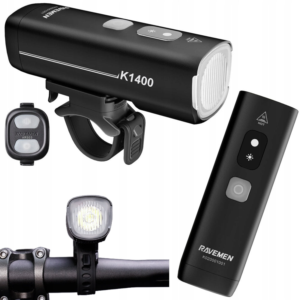 Ravemen K1400 Front Bike Light AI black 1400 lumens USB C