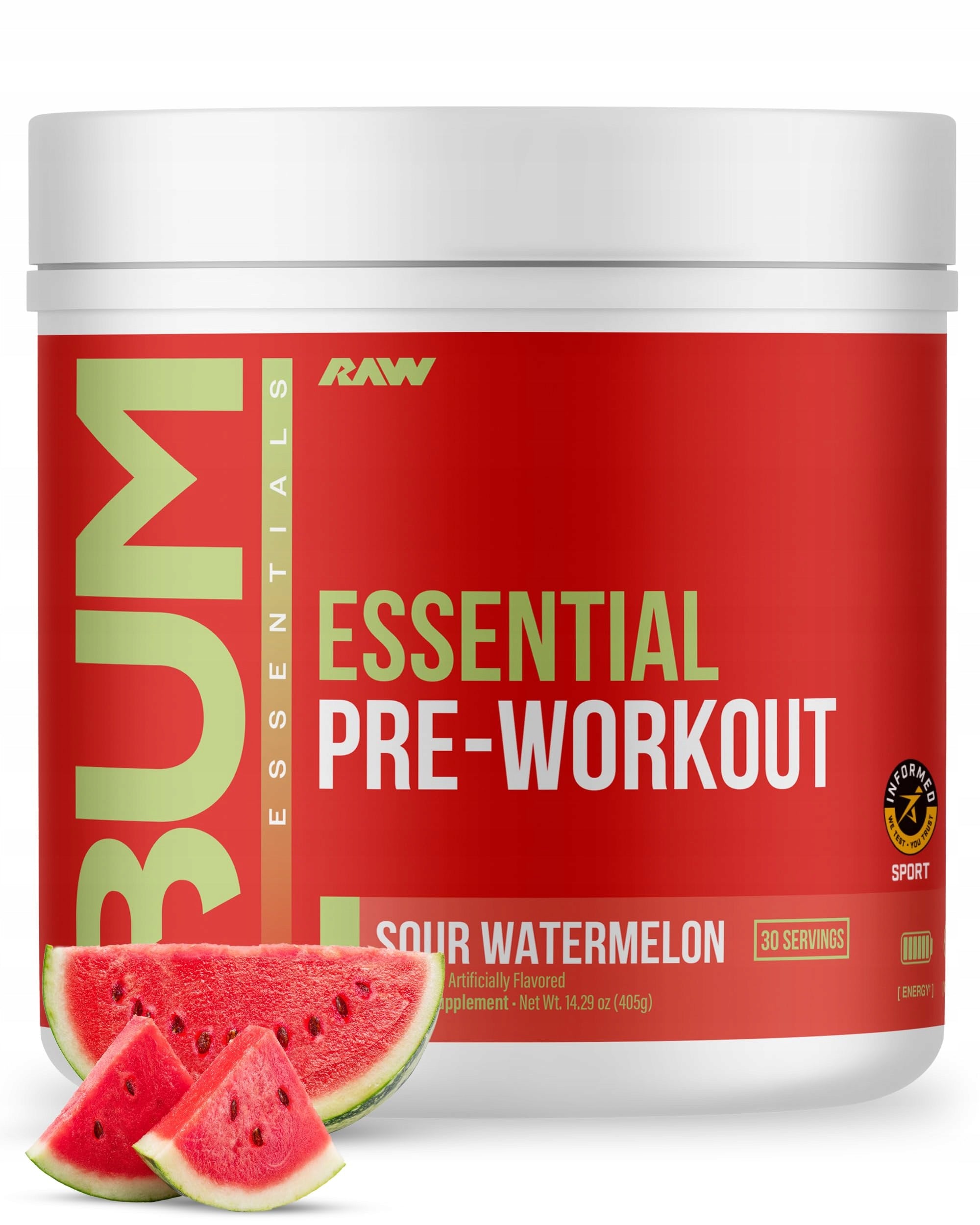 Raw Nutrition CBUM Essential Pre-Workout Sour Watermelon 405g Citrulline