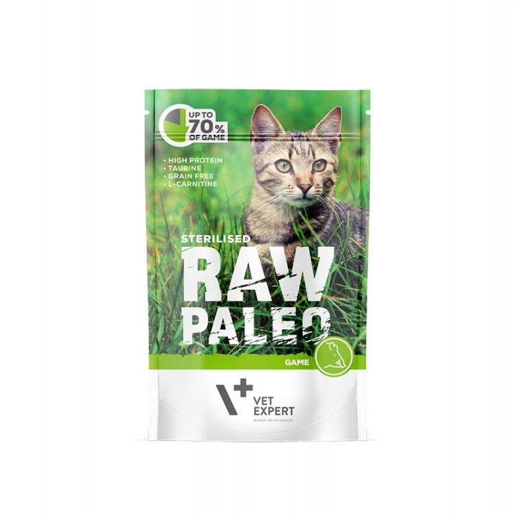 Raw Paleo wet food for adult cats Sterilized Game venison 100g Packaging status original