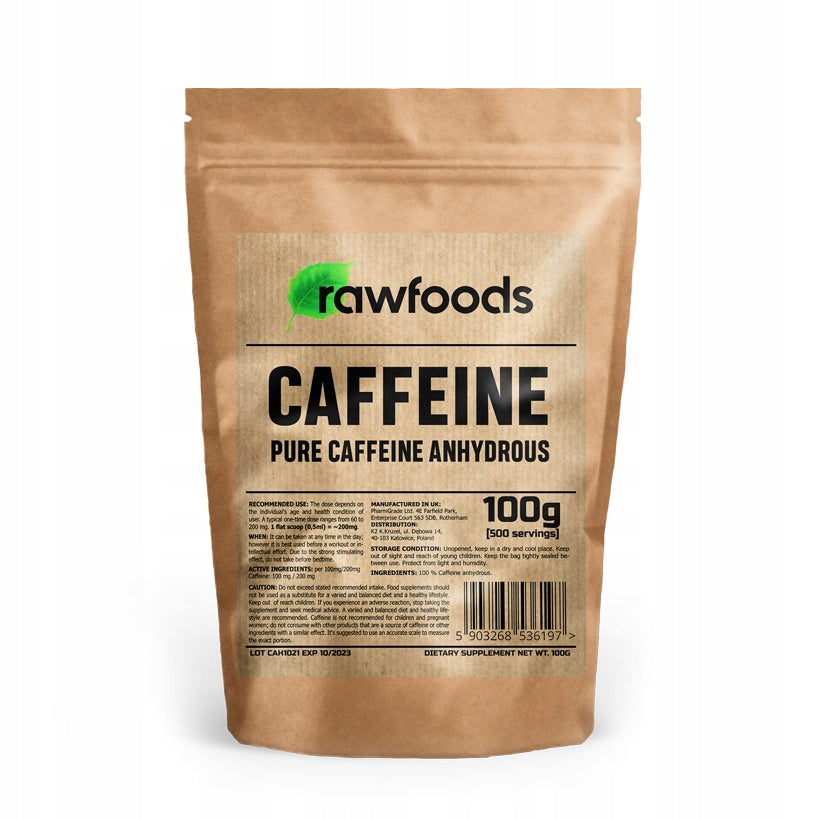 Rawfoods CAFFEINE ANHYDROUS POWDER 100g