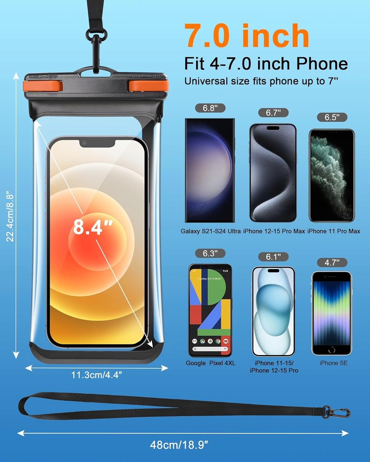 Razobws 3D Waterproof Case 8 Inches IPX8 Waterproof Phone Bag Manufacturer code Razobws