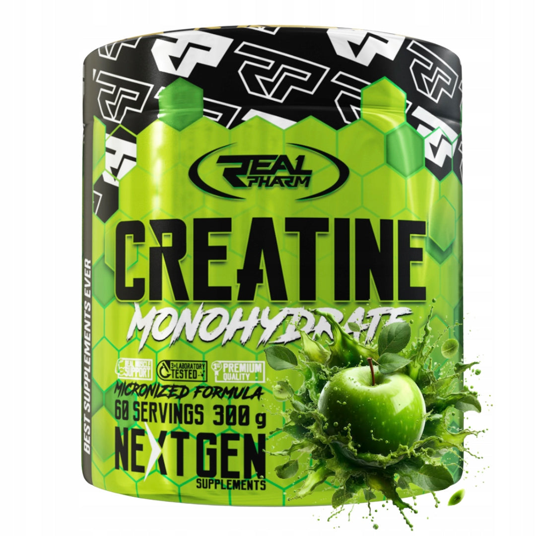 Real Pharm Creatine Monohydrate 300g creatine monohydrate green apple