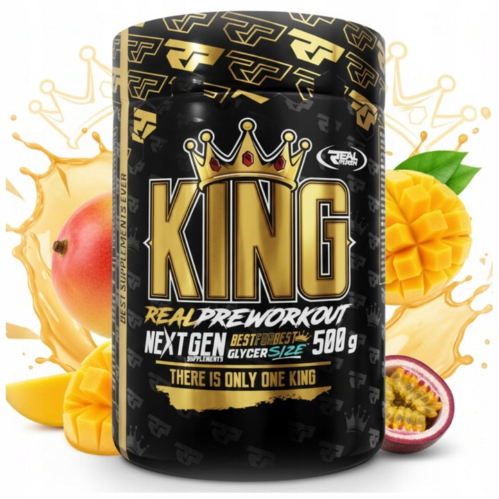 Real Pharm KING Pre-Workout 500 g Mango Passion Fruit Caffeine ALA Taurine Beta
