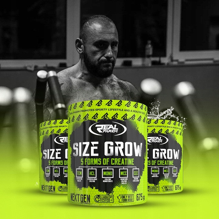 Real Pharm Size Grow 675g Stack Creatine MANGO Expiration date at least six months from the date of purchase