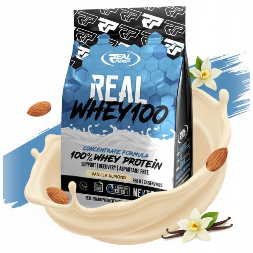 Real Pharm Whey 700 g Vanilla Almond Protein WPC Concentrate Regeneration Packaging status original