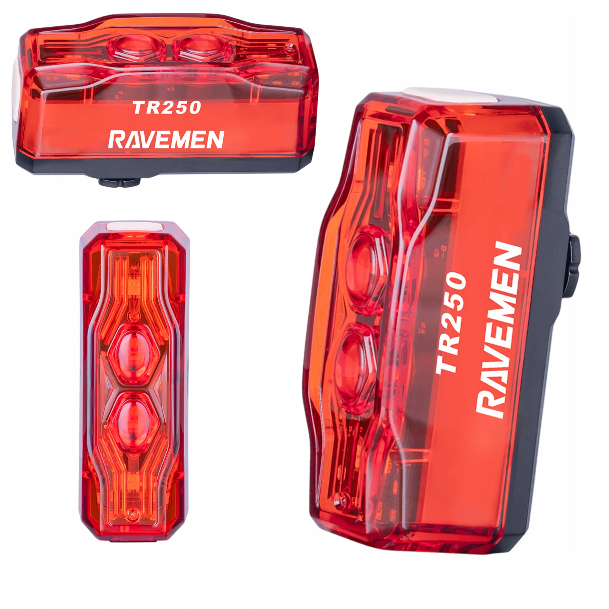 Rear Bike Light Ravemen TR250 Crystal Pure Red USB-C LED