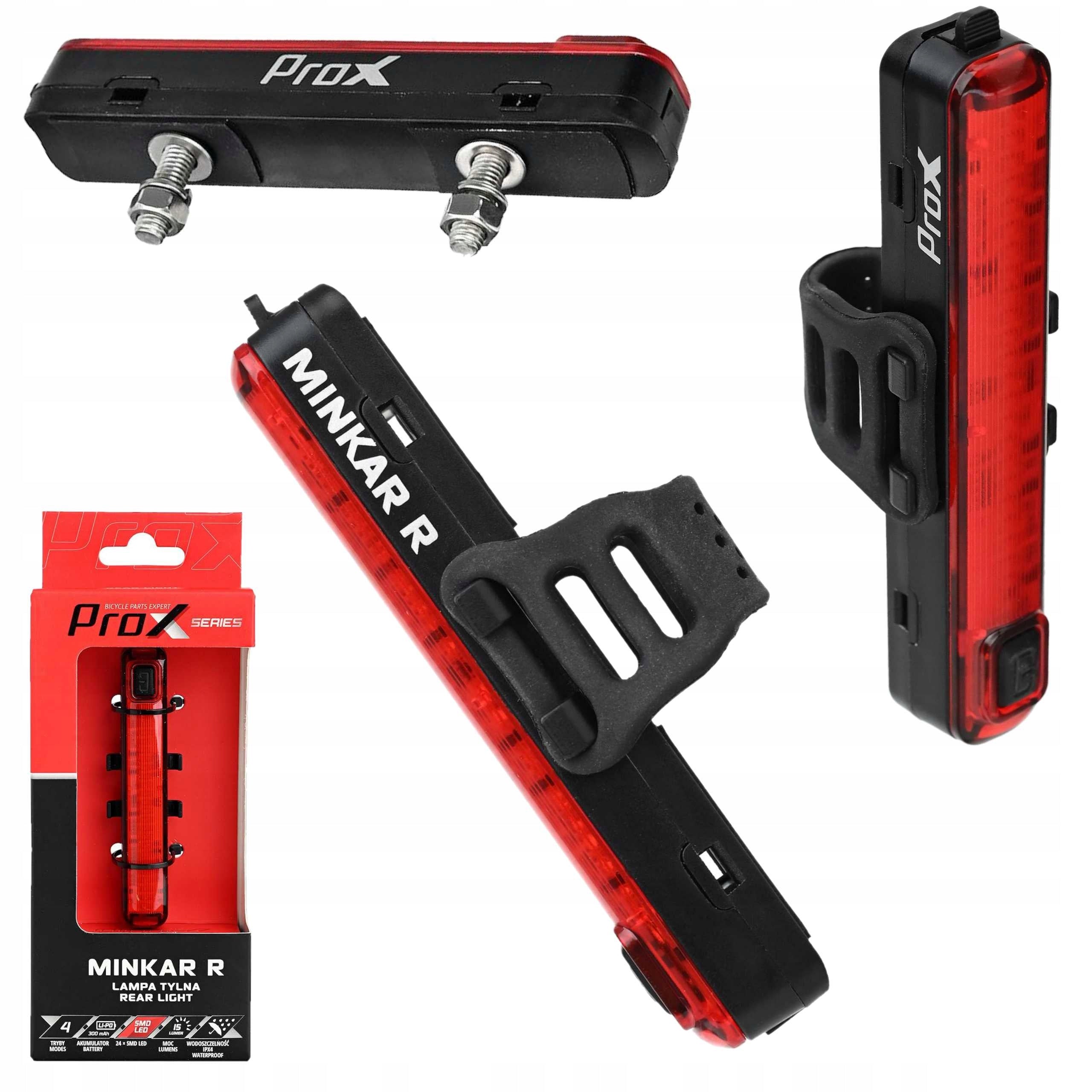 Rear Lamp PROX Minkar R 24SMD LED 15lm Waterproof 300mAh Post/Luggage Rack