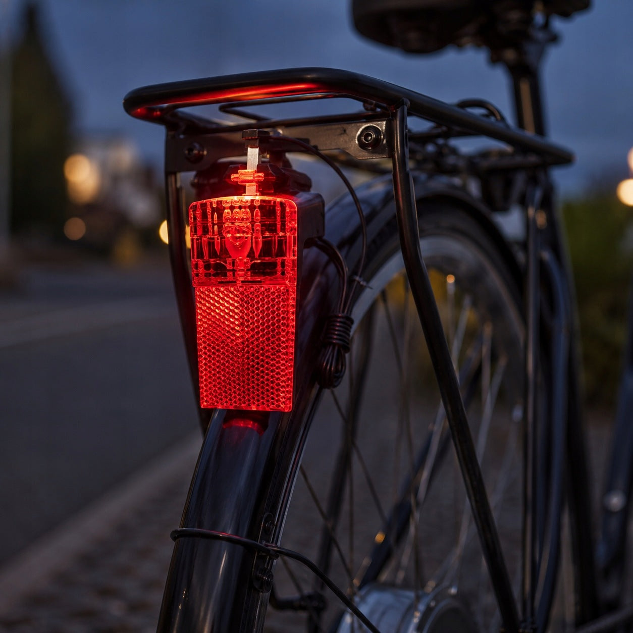 Rear bicycle light 9x6 cm red with cable for dynamo Model do roweru