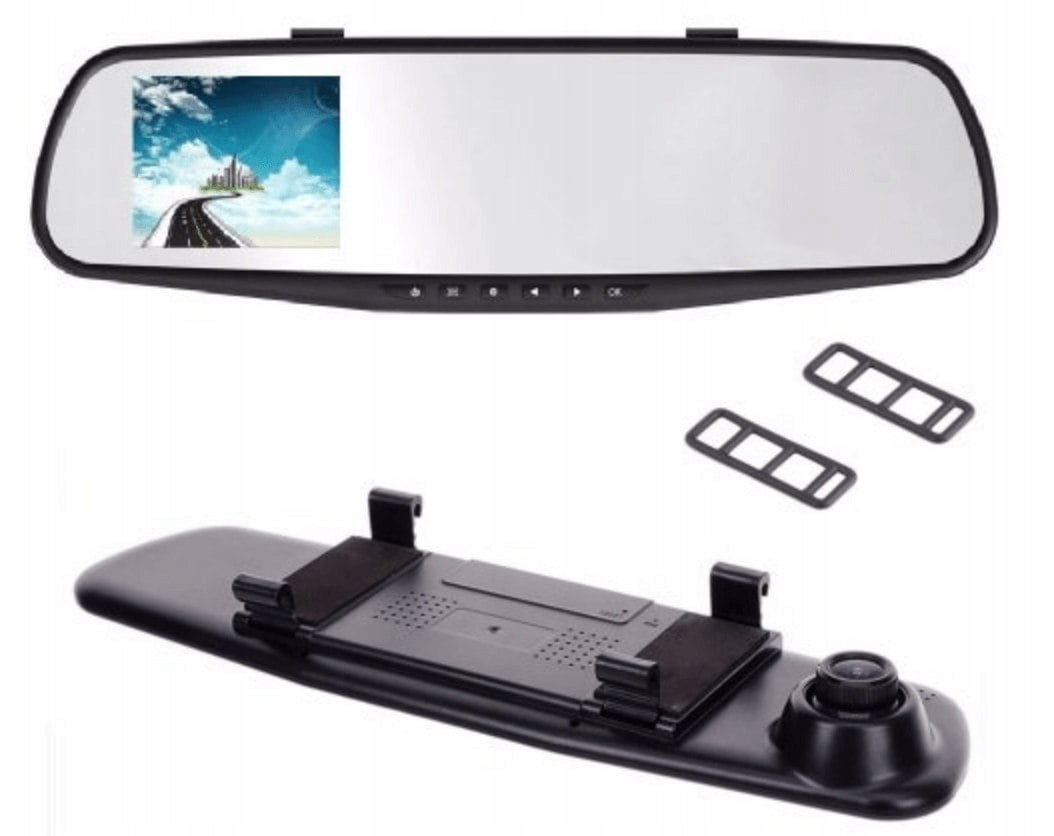 Rear view mirror with driving recorder and Bluetooth speakerphone