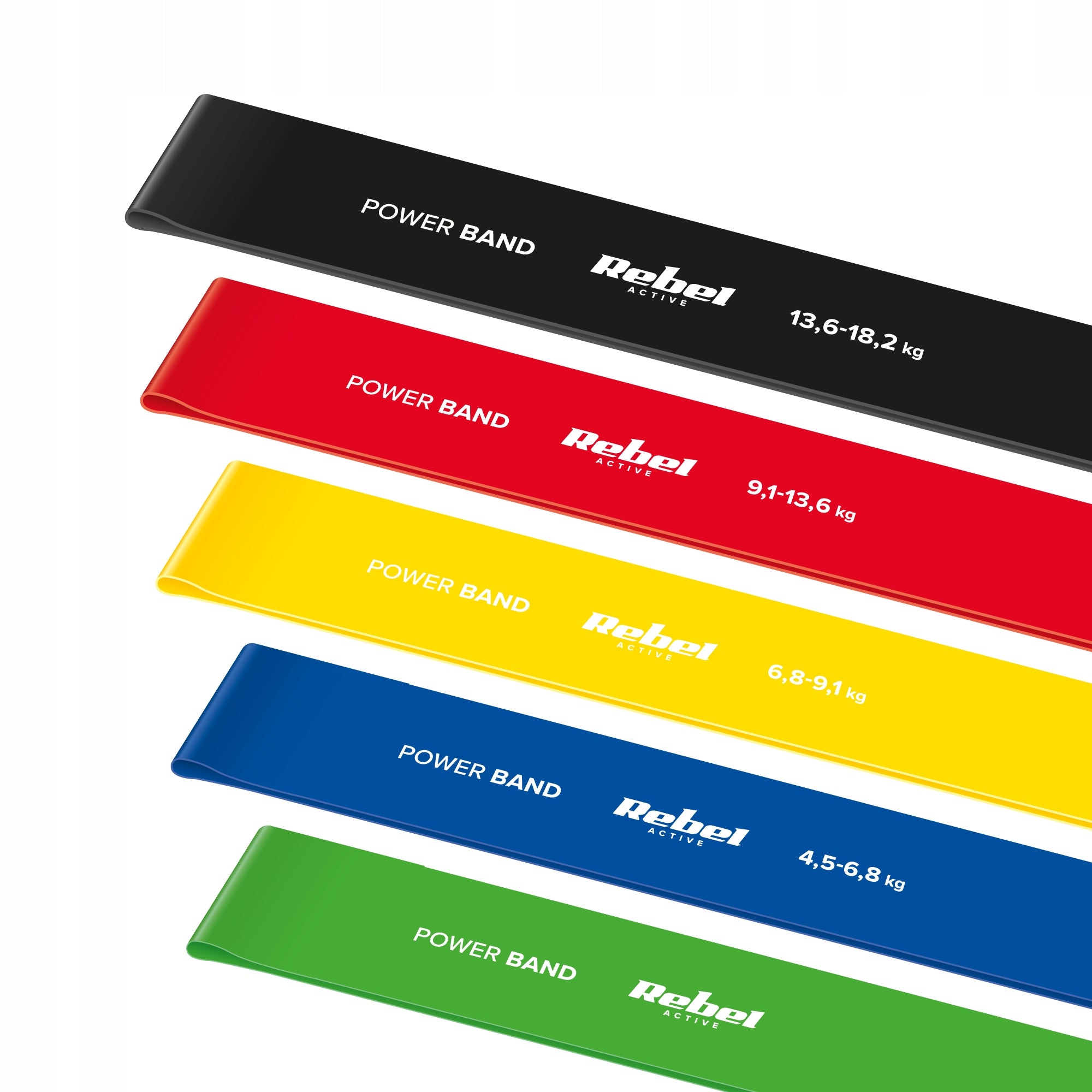 Rebel Active latex exercise rubber set Mini Band L 2.3-18.2 kg 5 rubbers