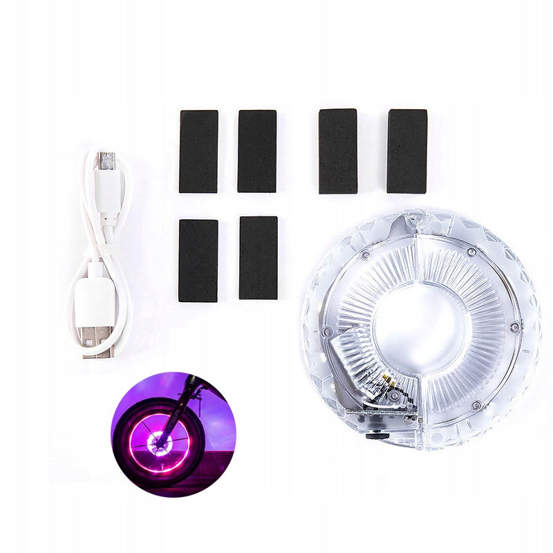 Rechargeable Bike Wheel Hub Lights, Waterproof LED Bicycle Light