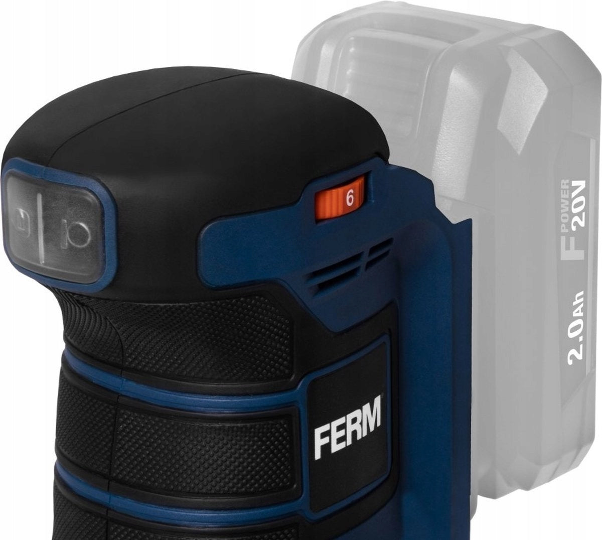 Rechargeable Eccentric Grinder FERM 125mm 20v + BATTERY + Charge Packaging status original