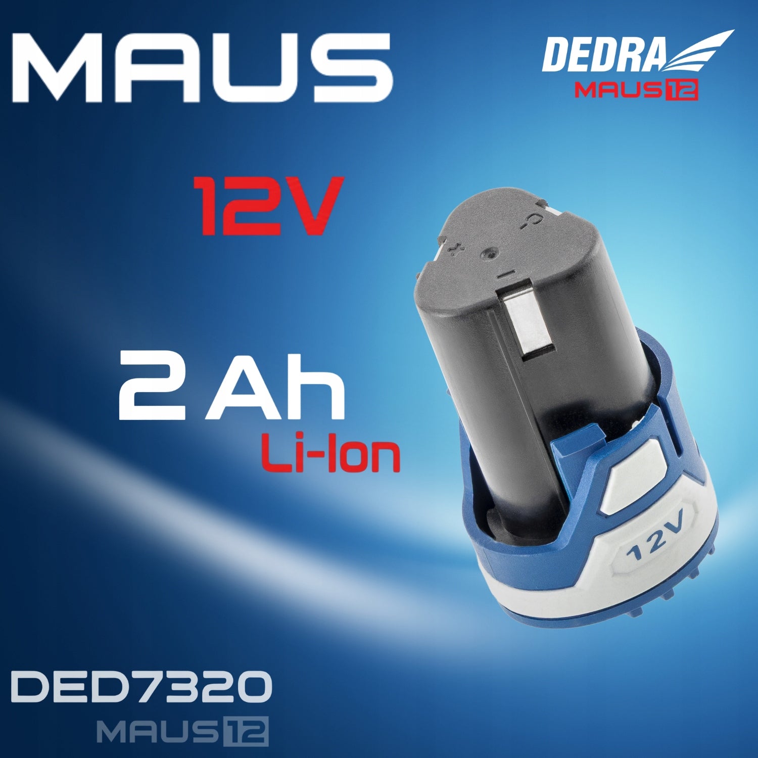 Rechargeable Li-Ion battery DEDRA MAUS 2.0Ah 12V without memory effect Manufacturer code DED7320