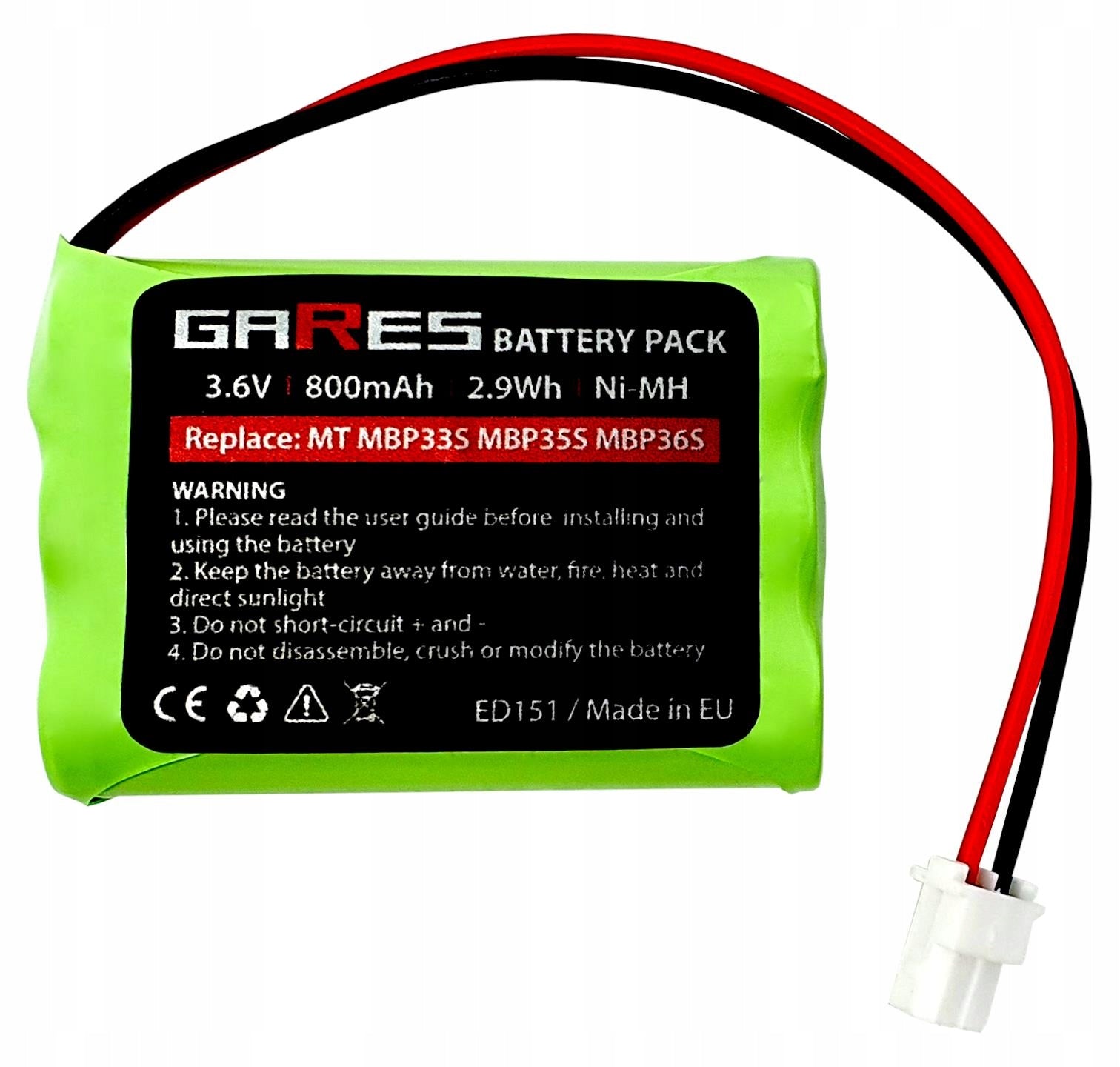 Rechargeable NiMH Battery for Baby Monitor MBP33S MBP35S 3,6V 800mAh
