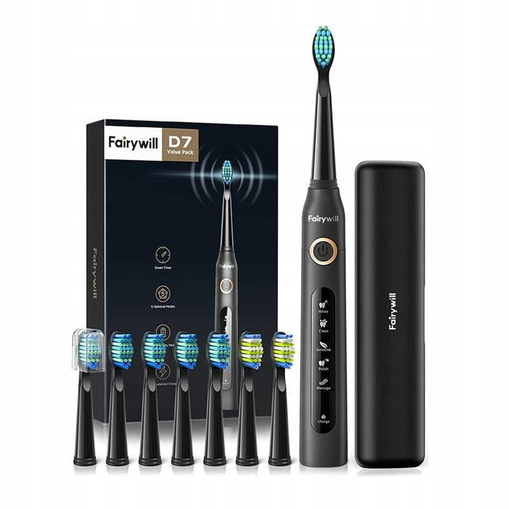 Rechargeable toothbrush black + 8 attachments