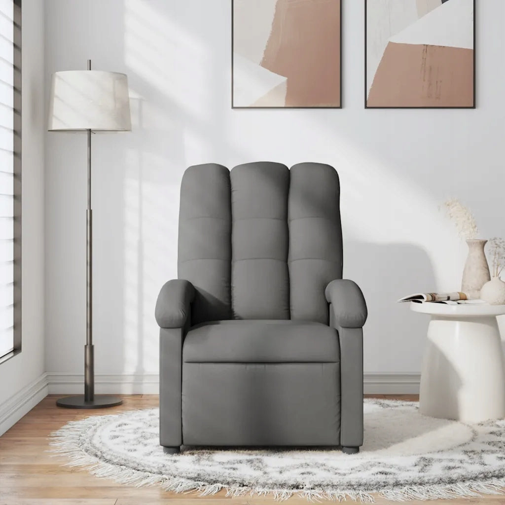 Reclining massage chair, dark grey, fabric upholstered Product weight with unit packaging 20.2 kg