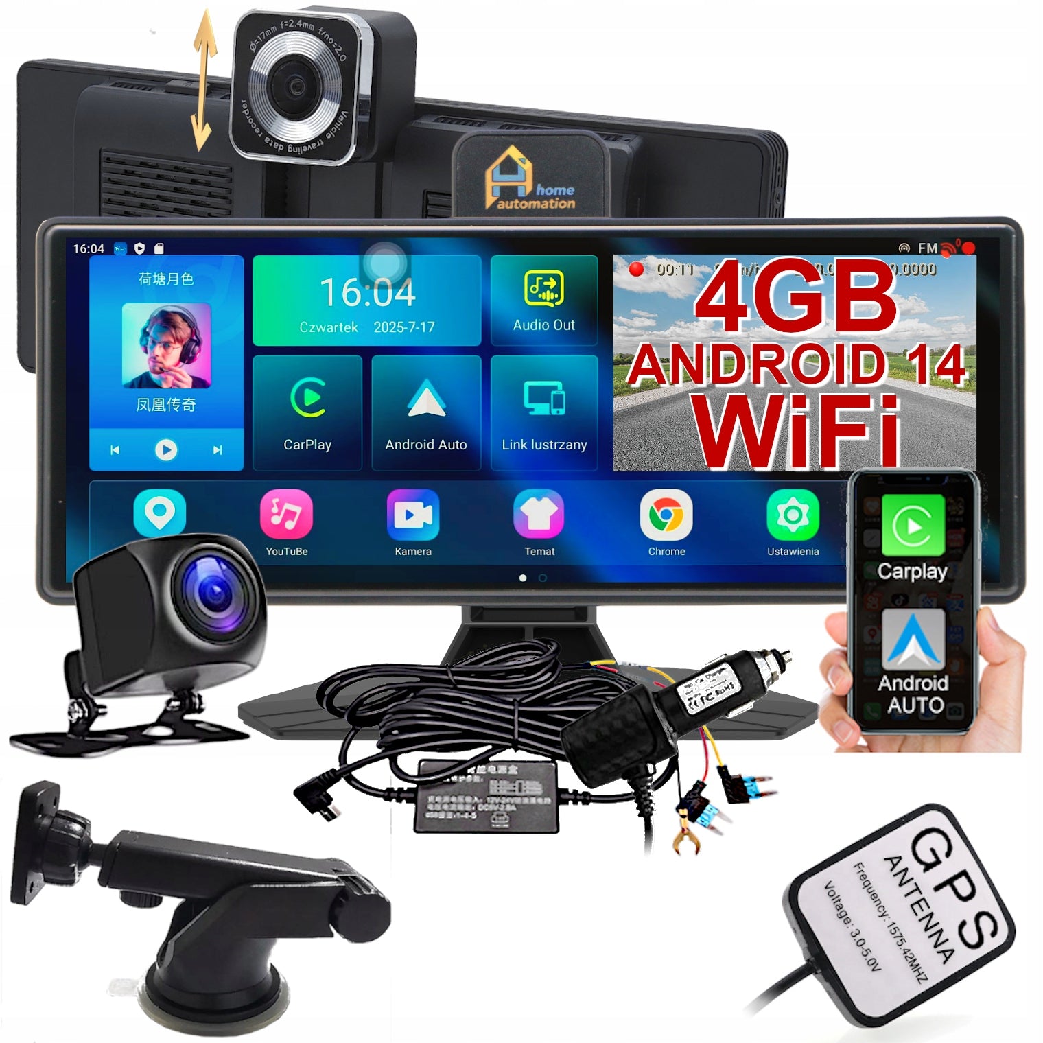 Recorder Car Monitor Station Radio Camera GPS Navigation Android