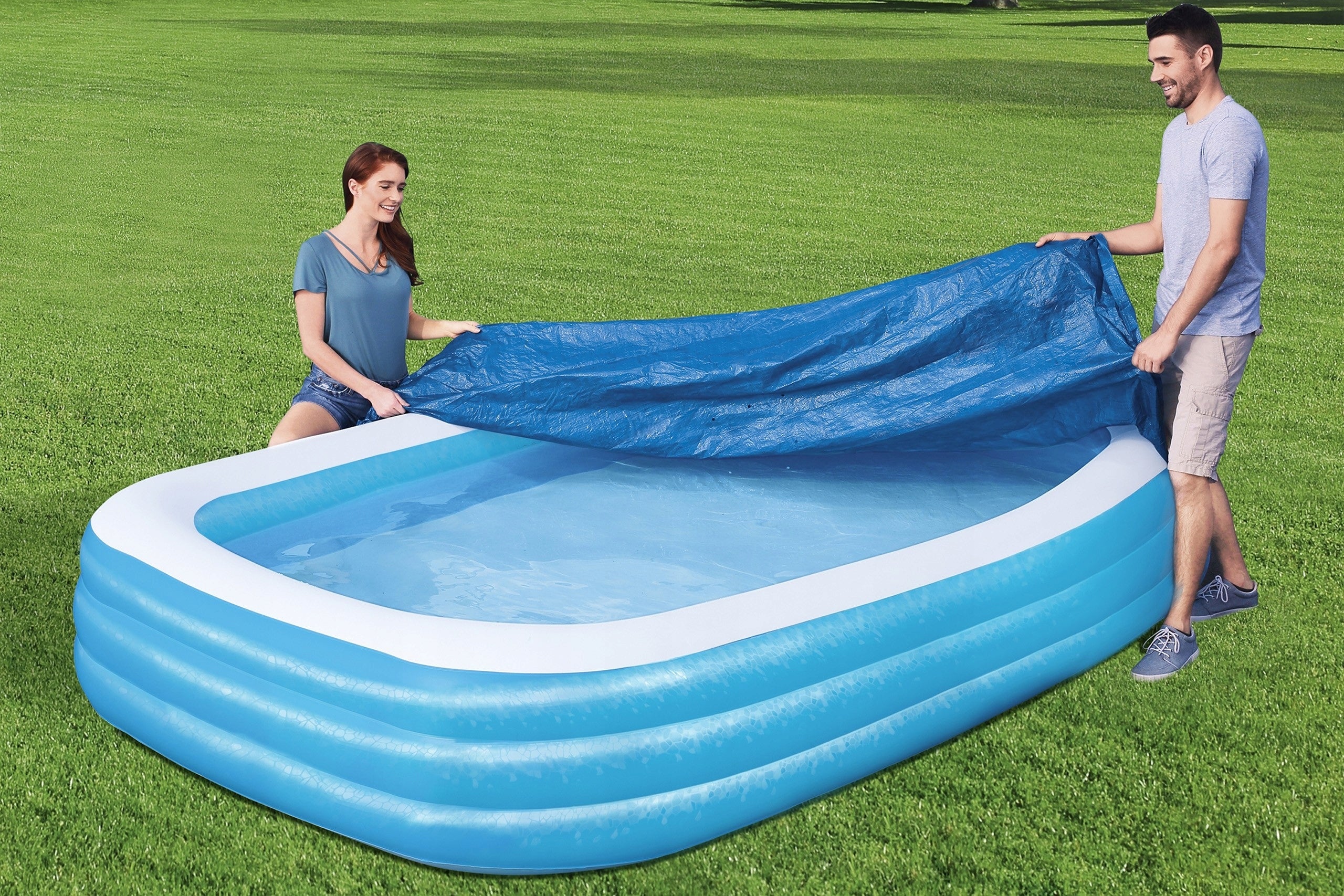 Rectangular BESTWAY COVER 340 x 230 for pool inflatable POOL COVER Kid's age 3+ years