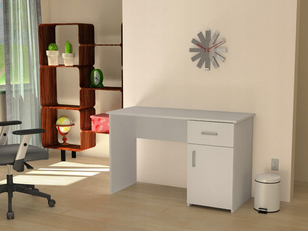 Rectangular desk with drawer and cabinet 120 x 51 x 75 cm white matt Brand Gala Collezione