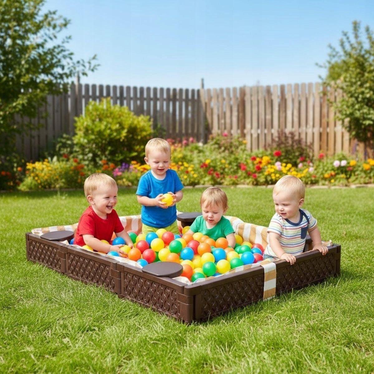 Rectangular plastic sandbox for children for garden Certificates and opinions CE
