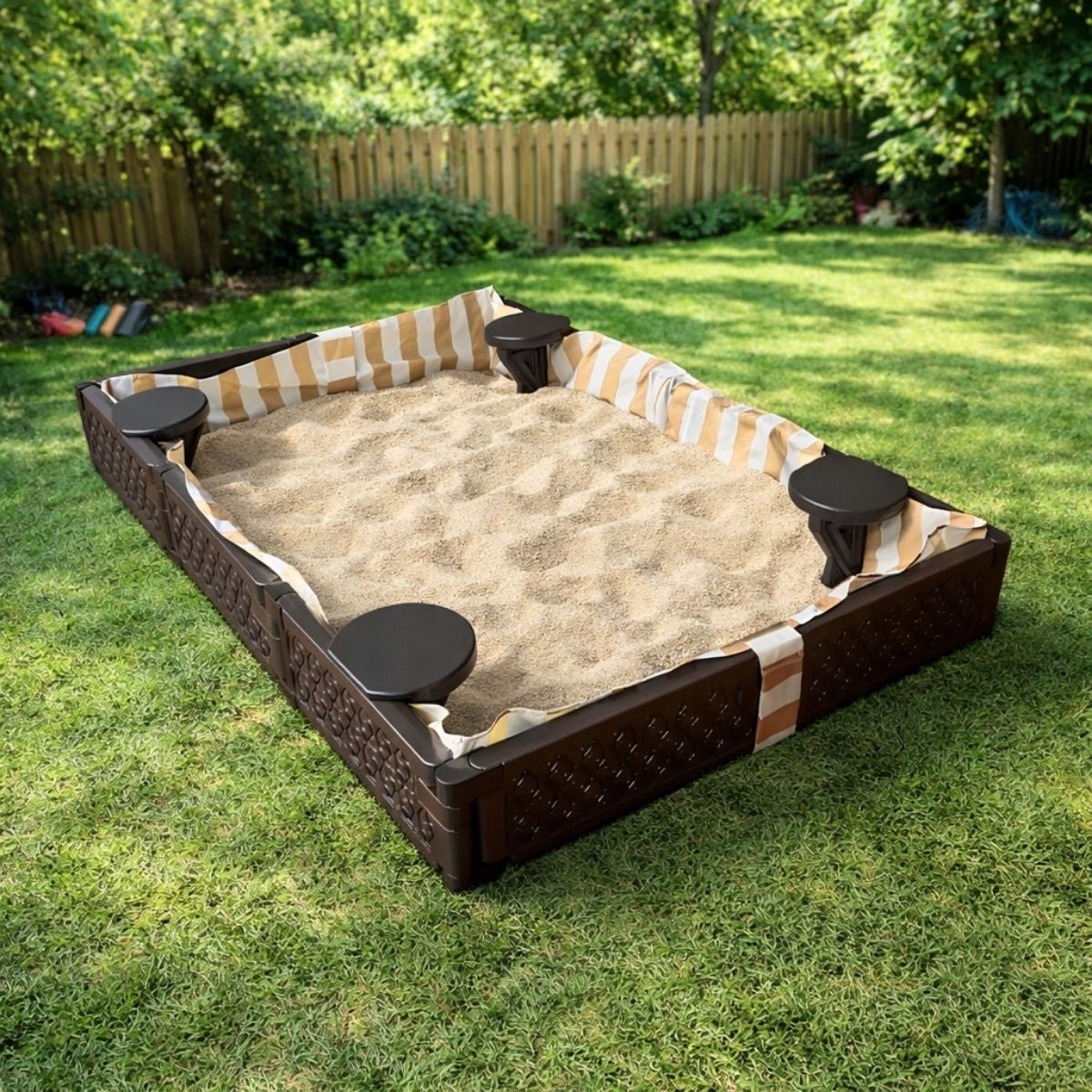 Rectangular plastic sandbox for children for garden Kind plastic