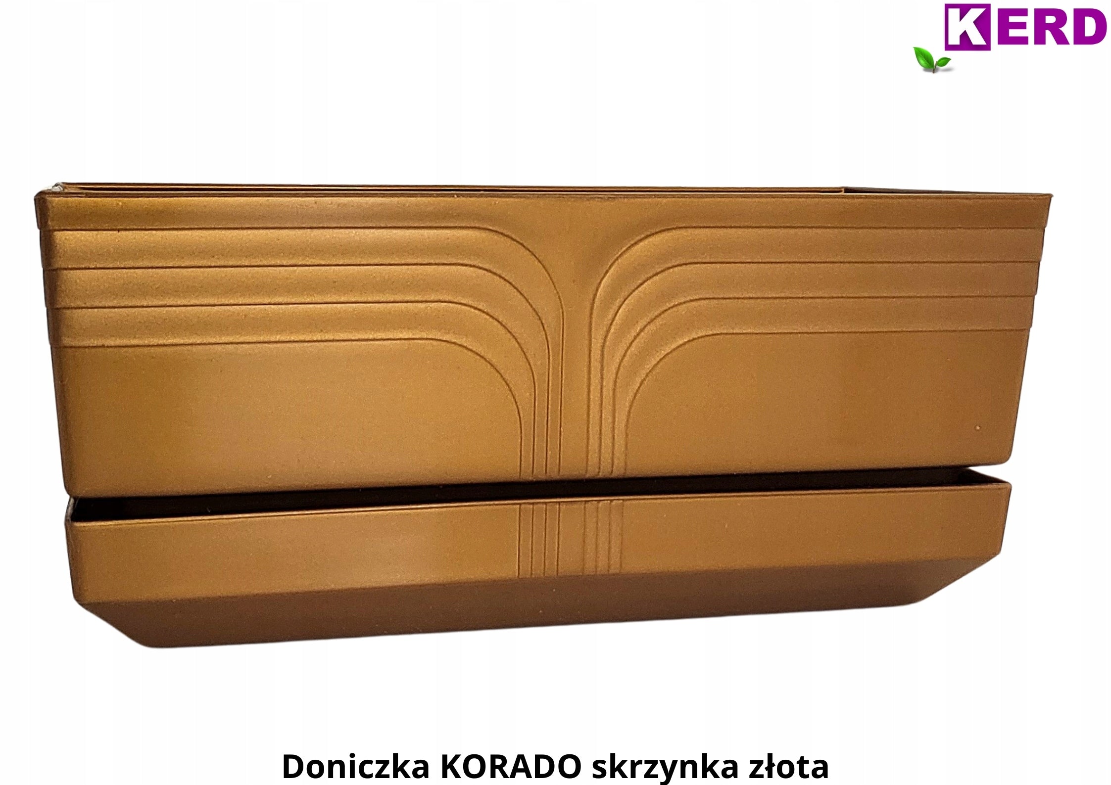 Rectangular pot BOX with stand gold 22 x 11 KORADO plastic Manufacturer code KORADO22/ZŁOTA