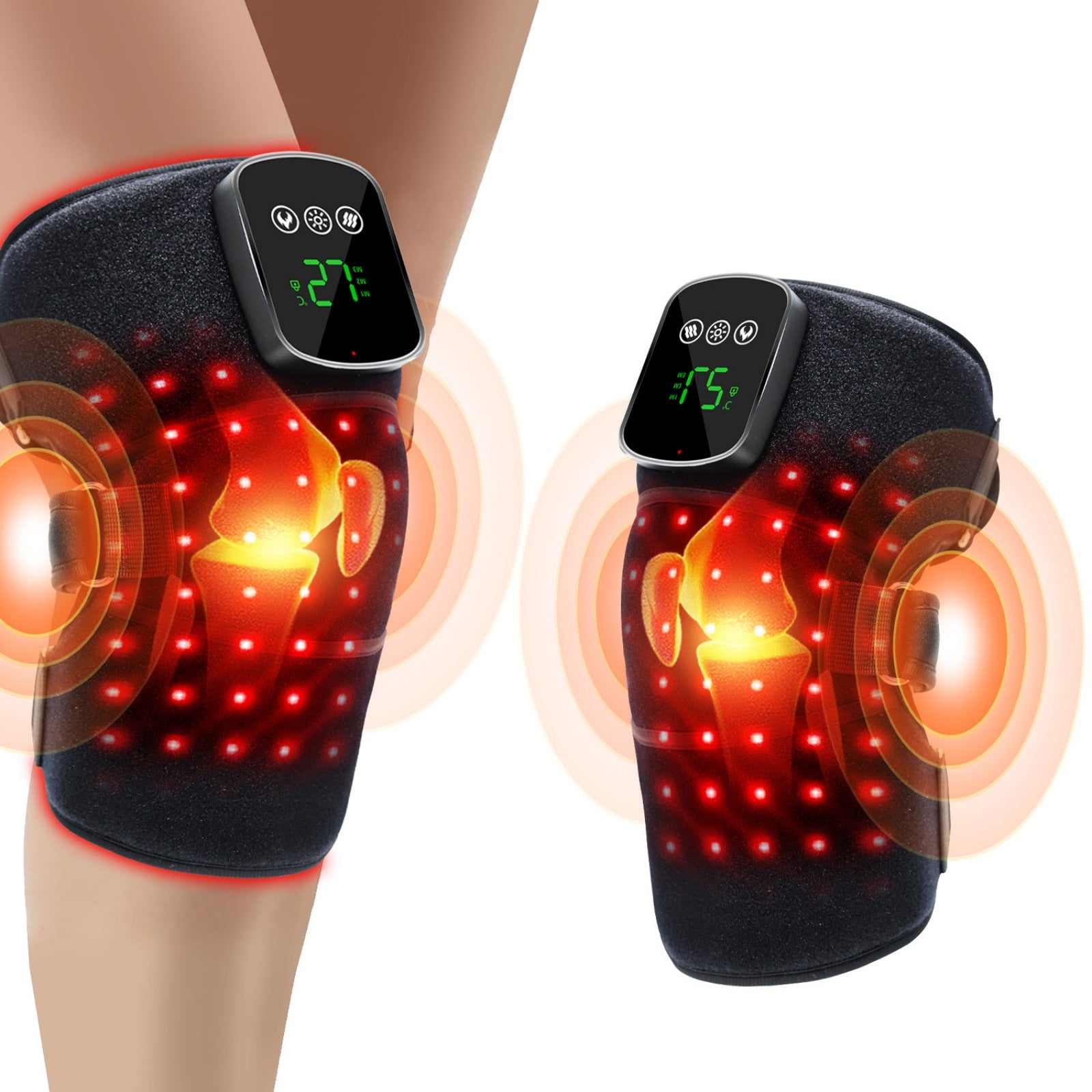 Red Light Therapy Knee Massager with Heat Vibration for Knee Pain Relief