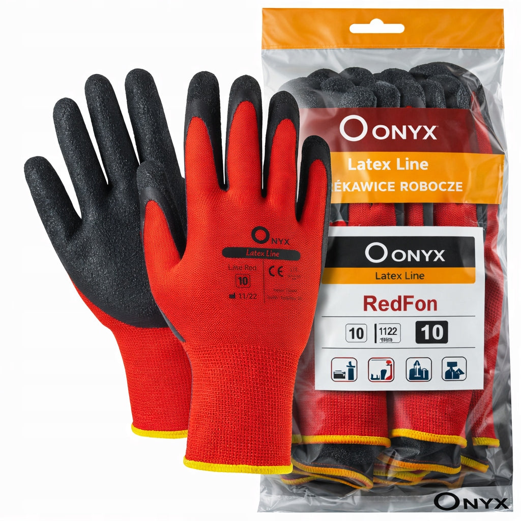 Redlatex Latex Coated Work Gloves Size 10 - XL 12 Pairs