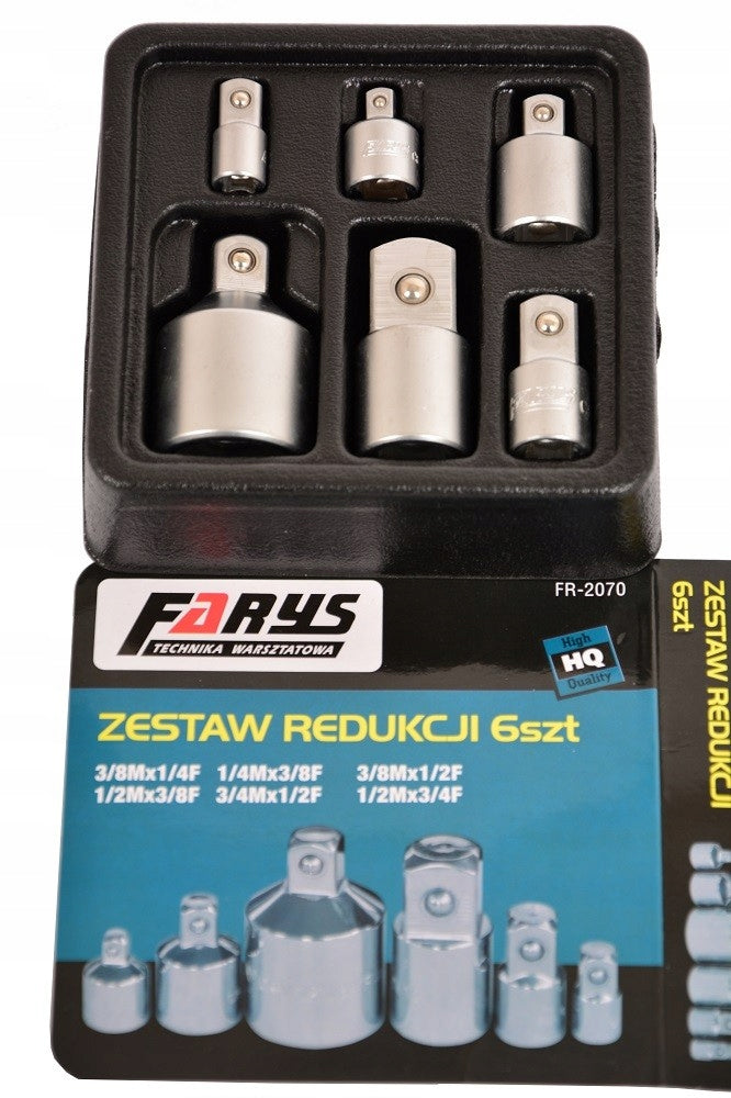 Reductions for Ratchet 1/2, 1/4, 3/4, 3/8 F M Adapters Set of 6pcs Farys Manufacturer code FR2070