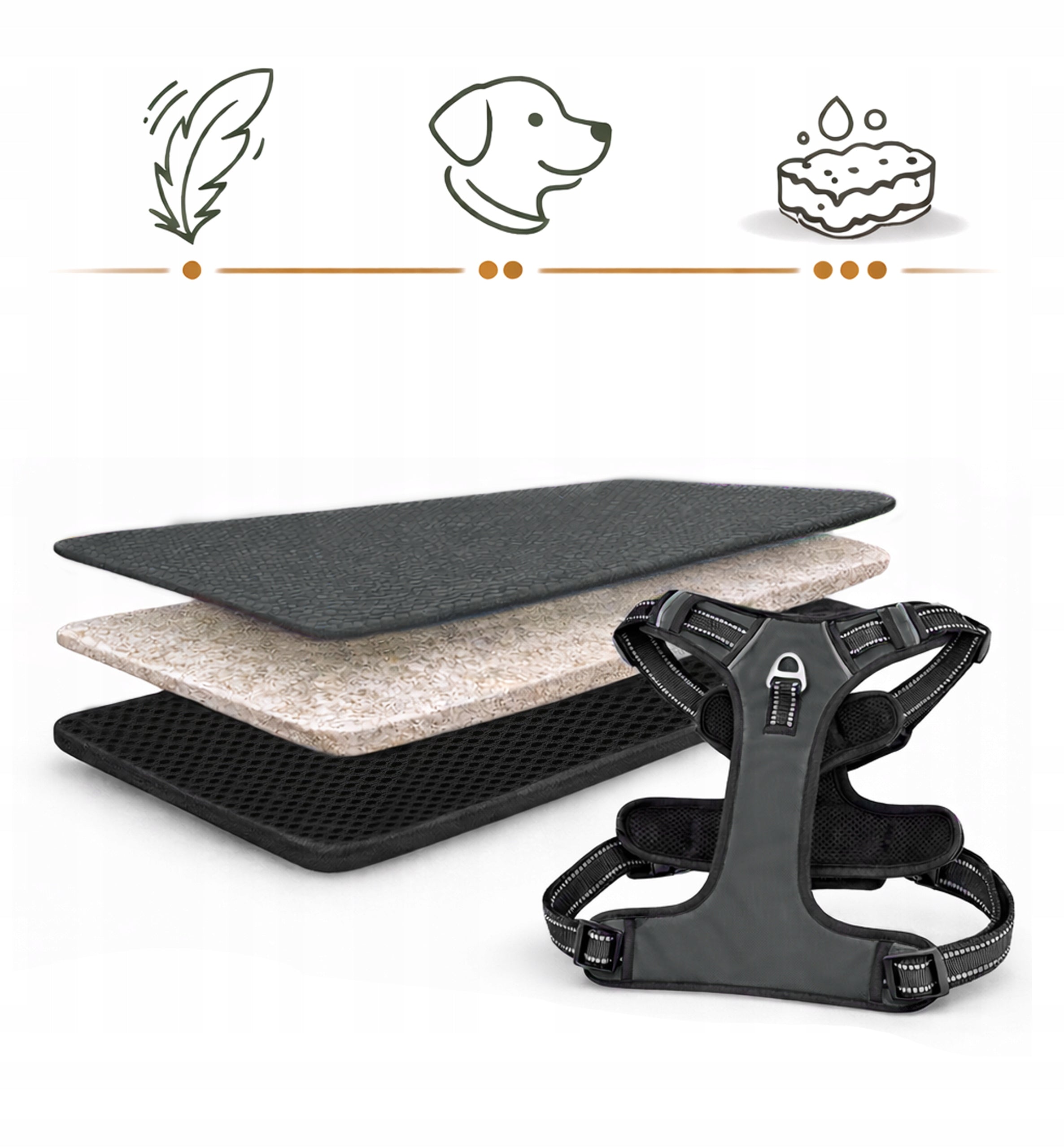 Reflective harness for dog guard pressure-free HUGGY DOGGY strong easy walk S Brand HUGGY DOGGY