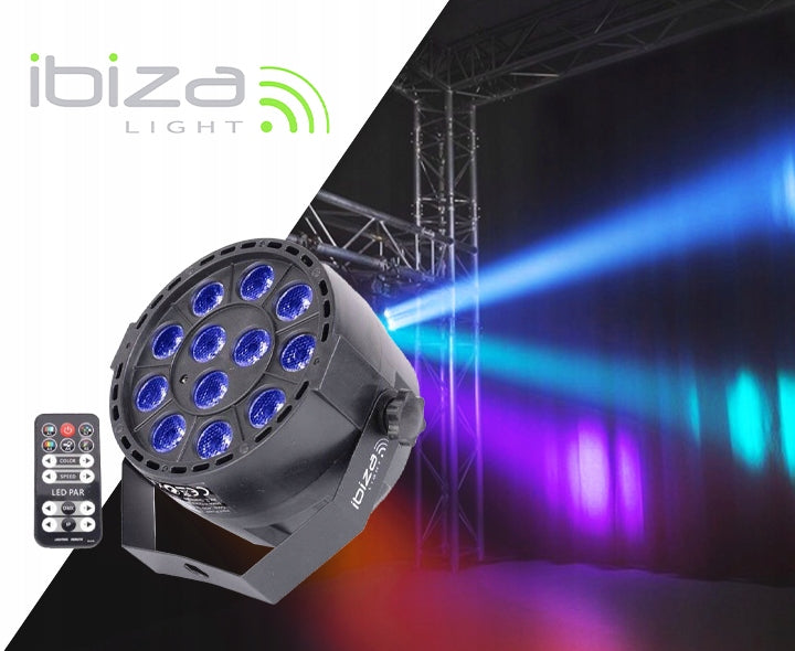 Ibiza PAR-MINI-RGB3 šv.efektas 12x 3W RGB LED, juodas