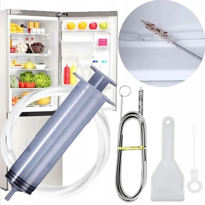 Refrigerator Drain Cleaning Kit Syringe Clearer Hose 5in1 Packaging status original