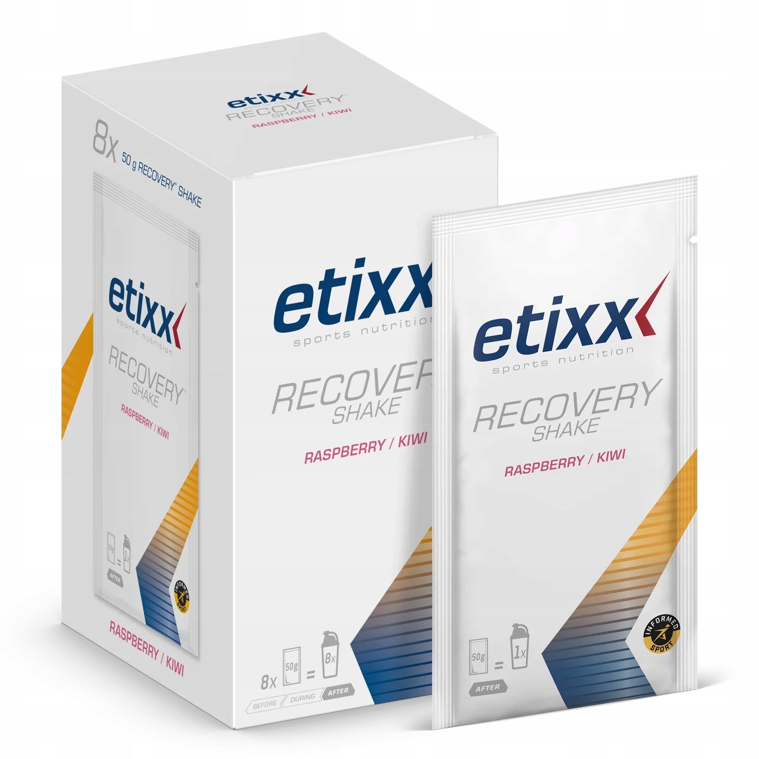Regenerative Drink Etixx Recovery Shake Raspberry/Kiwi Protein 8 x 50 g