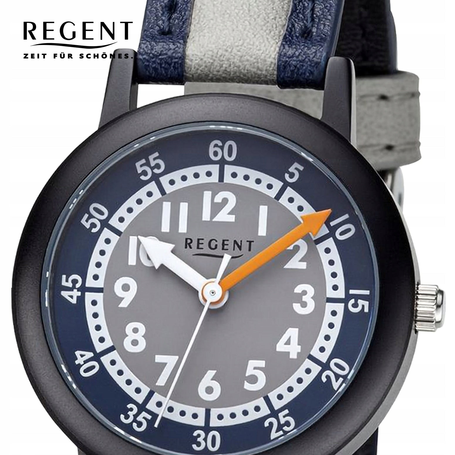 Regent Childrens watch wristwatch analog PUR strap dark blue. Gray URF1474 Brand Regent