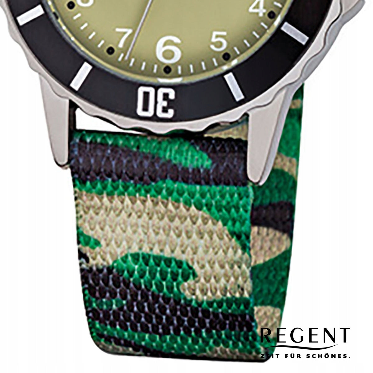 Regent textile childrens watch quartz watch strap green black beige URF938 Gender unisex