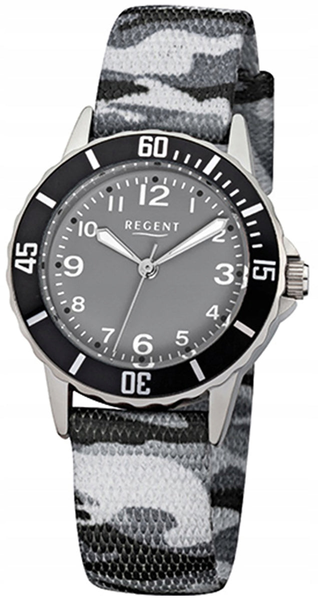 Regent textile childrens watch quartz watch strap grey black URF941