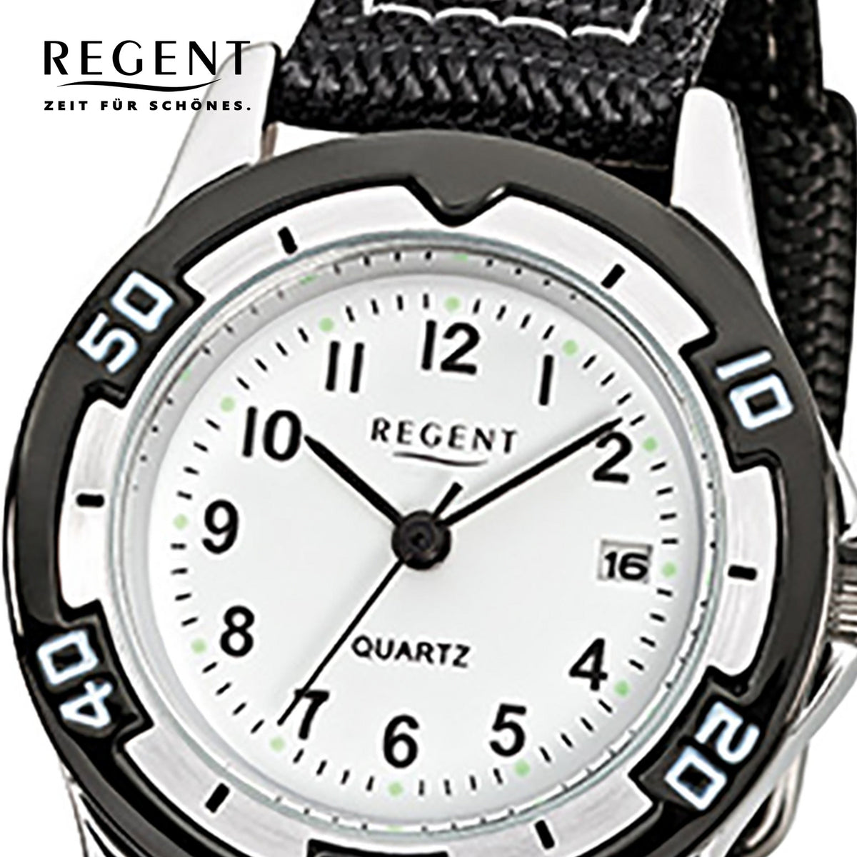 Regent textile fabric childrens watch quartz watch bracelet black URF318 Brand Regent
